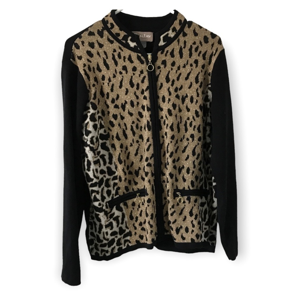 *Vintage* Tanjay petites cotton blend animal print zip up jacket (T4)
